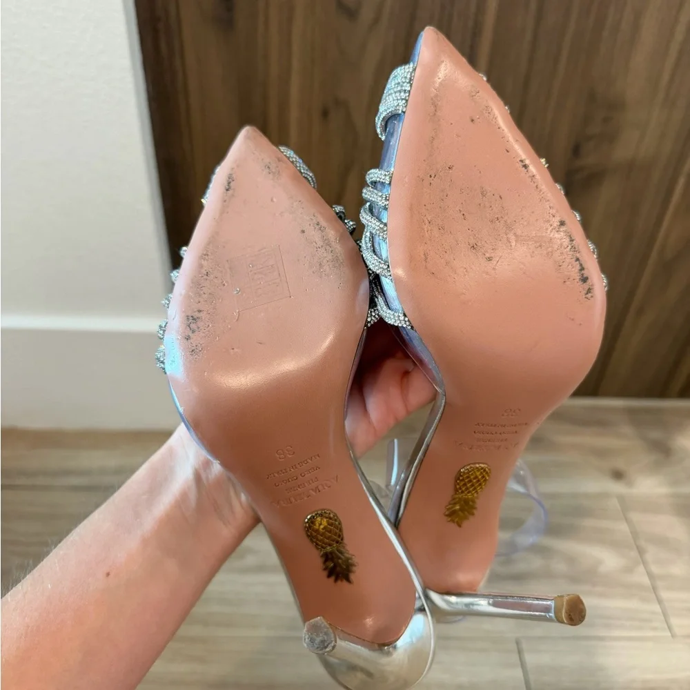 Aquazzura Gatsby Plexi Slingback Pointed-Toe Heels - Picture 3 of 6